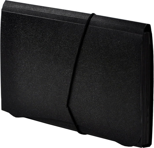 Lion 13-Pocket Small Ex panding File, 5-3/4 x 8-1/2 Inches, Black, 1 File (94300-BK)