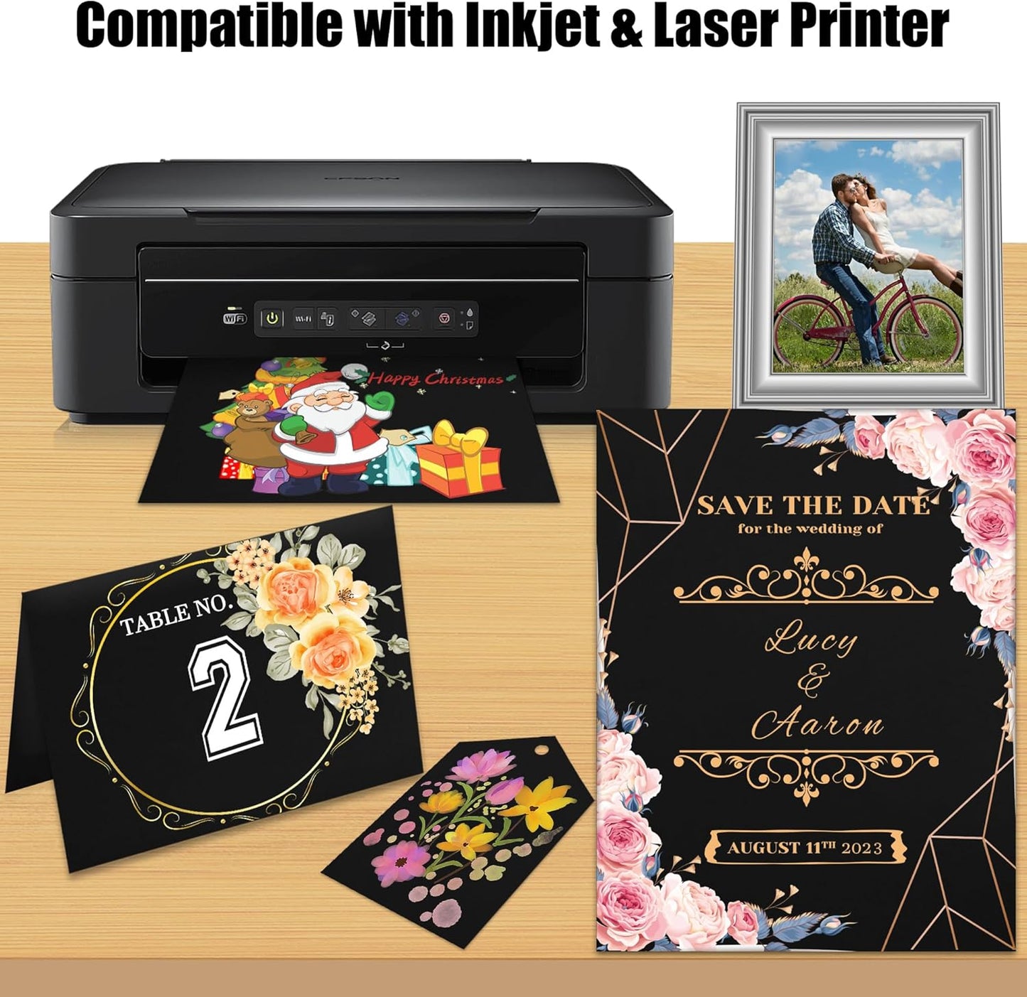 25 Sheets Black Cardstock Paper 8.5'' x 11'', 250gsm/92lb Thick Paper for Scrapbook, Invitations, Printing and DIY Cards