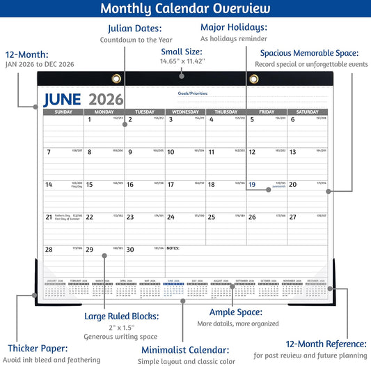 2026-2027 Desk Calendar – Run Now to MAR. 2027, 18 Monthly Desk Calendar 2026-2027 Large, 17'' x 12'', Best Desk/Wall Calendar 2026 with To-do Lists, Desk Pad, Ruled Blocks, Corner Protectors
