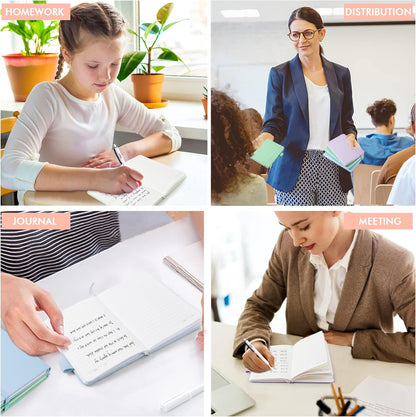feela 3 Pack Pocket Notebook Journals with 3 Black Pens, A6 Mini Cute Small Journal Notebook Bulk Hardcover College Ruled Notepad with Pen Holder for Office School Supplies, 3.5”x 5.5”, Gray