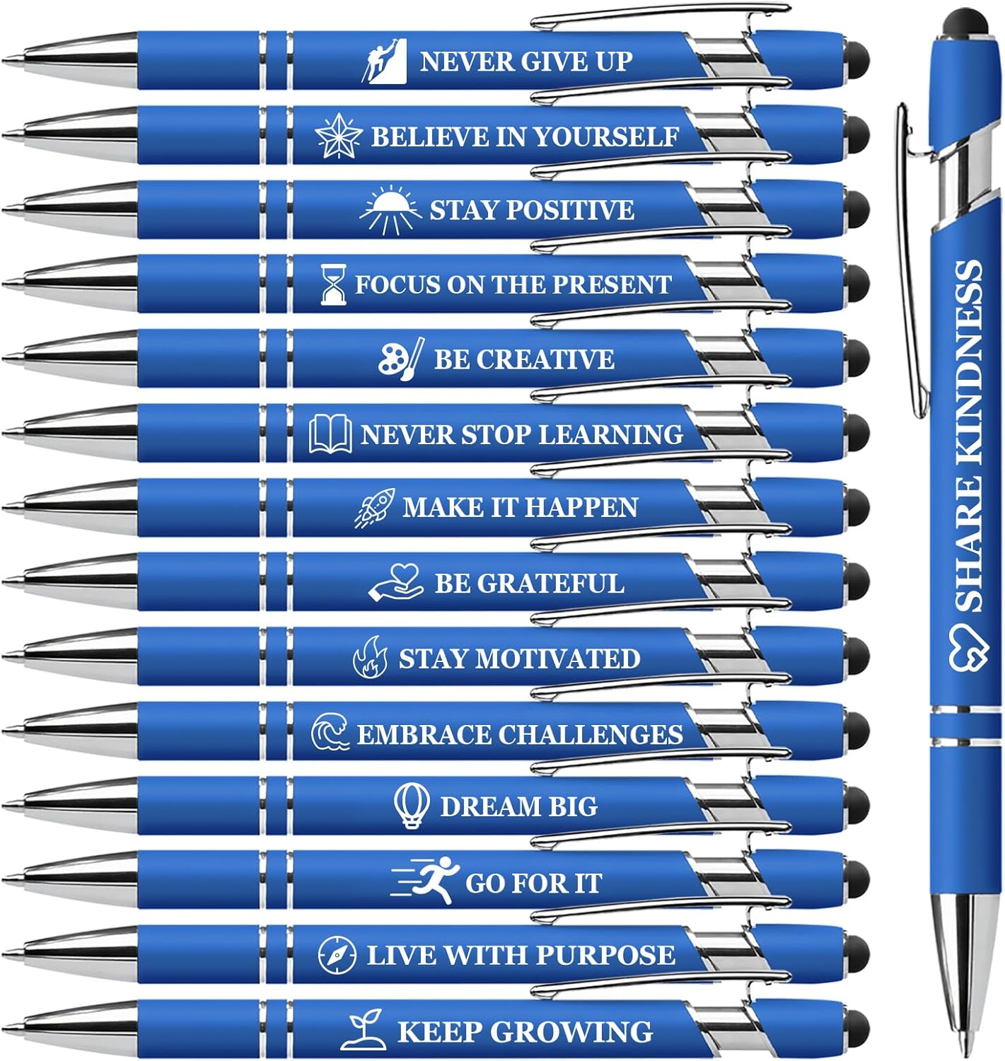 15 Pack Motivational Pen Set - Inspirational Quotes Retractable Ballpoint Pens for Office School Supplies, Encouragement Gifts for Women Men, Multicolor