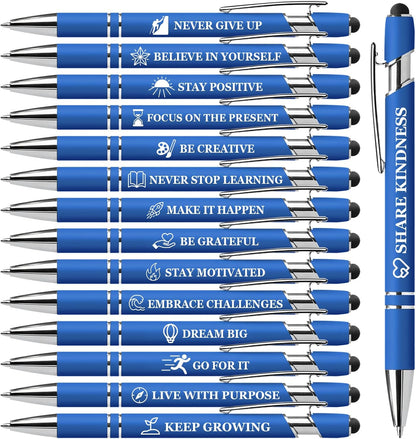 15 Pack Motivational Pen Set - Inspirational Quotes Retractable Ballpoint Pens for Office School Supplies, Encouragement Gifts for Women Men, Multicolor