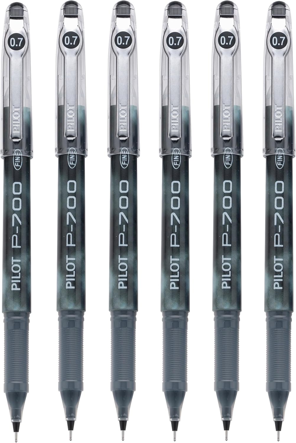 Pilot P-700 Rollerball Stick Gel Pen, Black Ink, Fine Point 6-PACK(38610)
