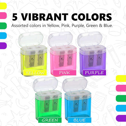 Pack of 120 Plastic Pencil Sharpeners Bulk, Bulk Pencil Sharpeners Pack with Lid, Perfect for School, Office, and Home