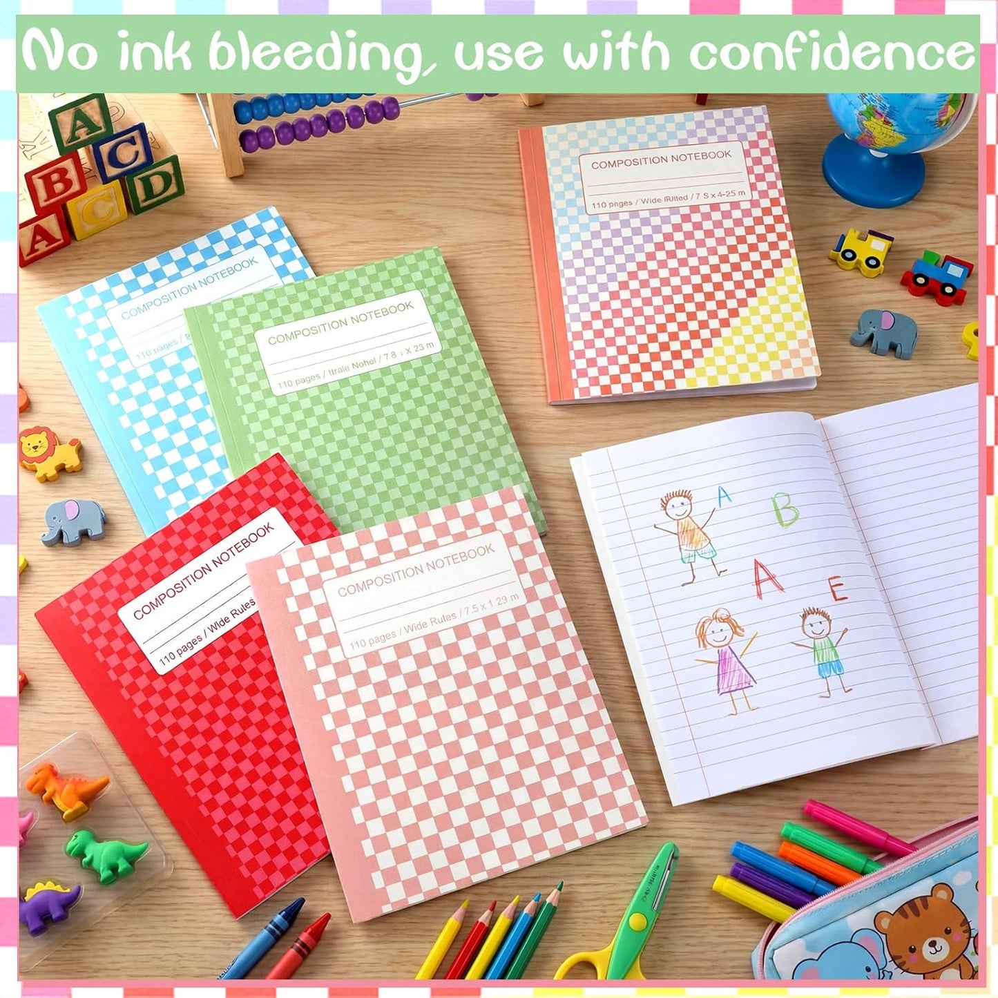 Fullhawl 6 Pcs Bow Composition Notebooks, Preppy Coquette Notebook College Ruled Journal, 110 Page, Cute Back to School Gift for Teacher, Student, First Day of Schooll(Pink,9-3/4 x 7-1/2")
