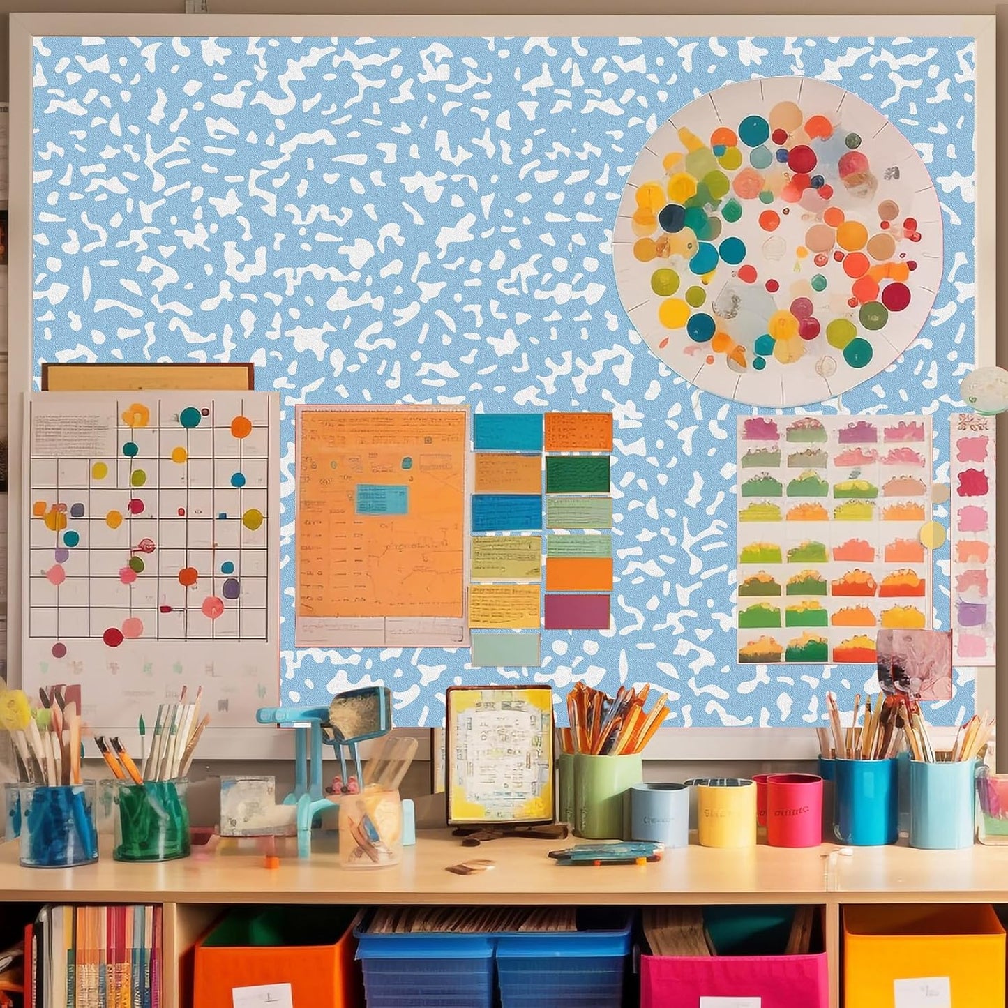 Drydiet Composition Notebook Bulletin Board Roll 1. 4 x 10 Ft/ 17 x 120 Inches, Peel and Stick Composition Classroom Decor, Back to School Black and White Bulletin Board Paper Background Waterproof