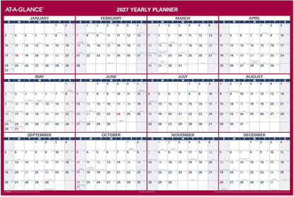 AT-A-GLANCE 2026 Erasable Calendar, Dry Erase Wall Planner, 12" x 16", Small, Vertical-Horizontal, Reversible, Compact (PM330B2826)