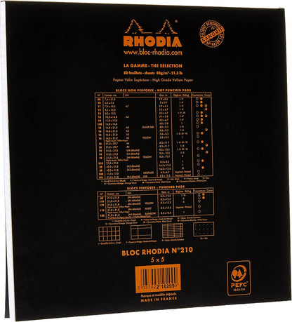 Rhodia Head Stapled Pad, No16 A5, Dot - Black