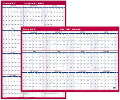 AT-A-GLANCE 2026 Erasable Calendar, Dry Erase Wall Planner, 12" x 16", Small, Vertical-Horizontal, Reversible, Compact (PM330B2826)