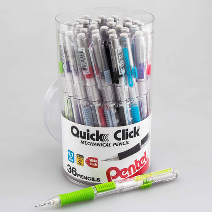 Pentel Quick Click Mechanical Pencil, (0.7mm), Medium, Black Barrel, Box of 12 Pencils (PD217A)