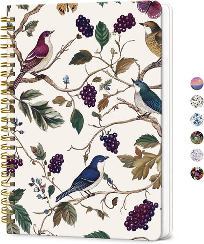 ZOTIA Lined Spiral Journal for Women, A5 Pretty Hardcover Notebook for Work, School & Office Writing, Aesthetic Writing Journal College Ruled, 140 Pages, 5.8" x 8.3", Twilight Bloom