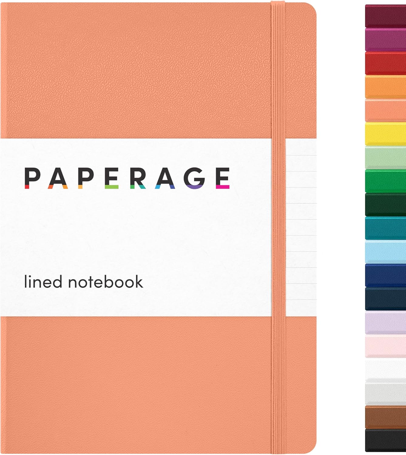 PAPERAGE Lined Journal Notebook, (Black), 160 Pages, Medium 5.6 in x 8 in - 100 GSM Thick Paper – Hardcover Journaling Notebook for Work, School & Note Taking