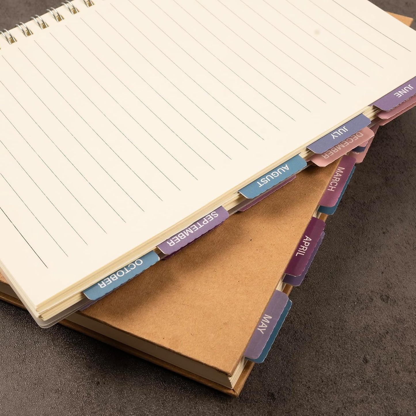 Lumintutu Laminated Planner Monthly Stickers,40 Adhesive Plan Tabs for Notebooks (2 Sets 12 Month Tabs and 16 Blank Tabs), Calendar Monthly Divider Set (Cappuccino)