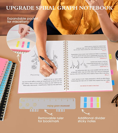 Spiral Notebook Journal 8.5” x 11”, A4 Large Pink Notebooks for Women Men, College Ruled Lined Journal, 100 GSM Paper, Plastic Hardcover Spiral Bound Journals for Work School Note Taking Business
