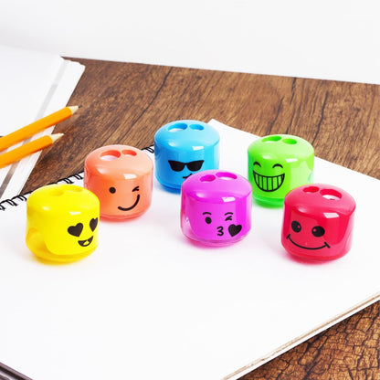 Mr. Pen- Pencil Sharpeners Manual, 48 Pack, Dual Hole, Smiley, Bulk Handheld Pencil Sharpener, Compatible with Standard and Jumbo Pencils, Snap-on Lid, Stainless Steel Blade, Back to School Supplies