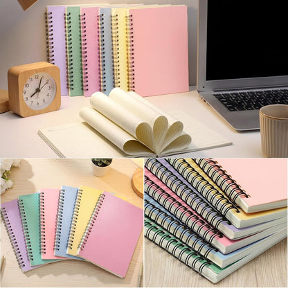 Leelosp 12 Pack Small Spiral Notebook Lined Spiral Journal College Ruled Notebook Wire Bound Kraft Cover, 120 Pages for Work (Multicolor,5.5 x 8.3 Inch)