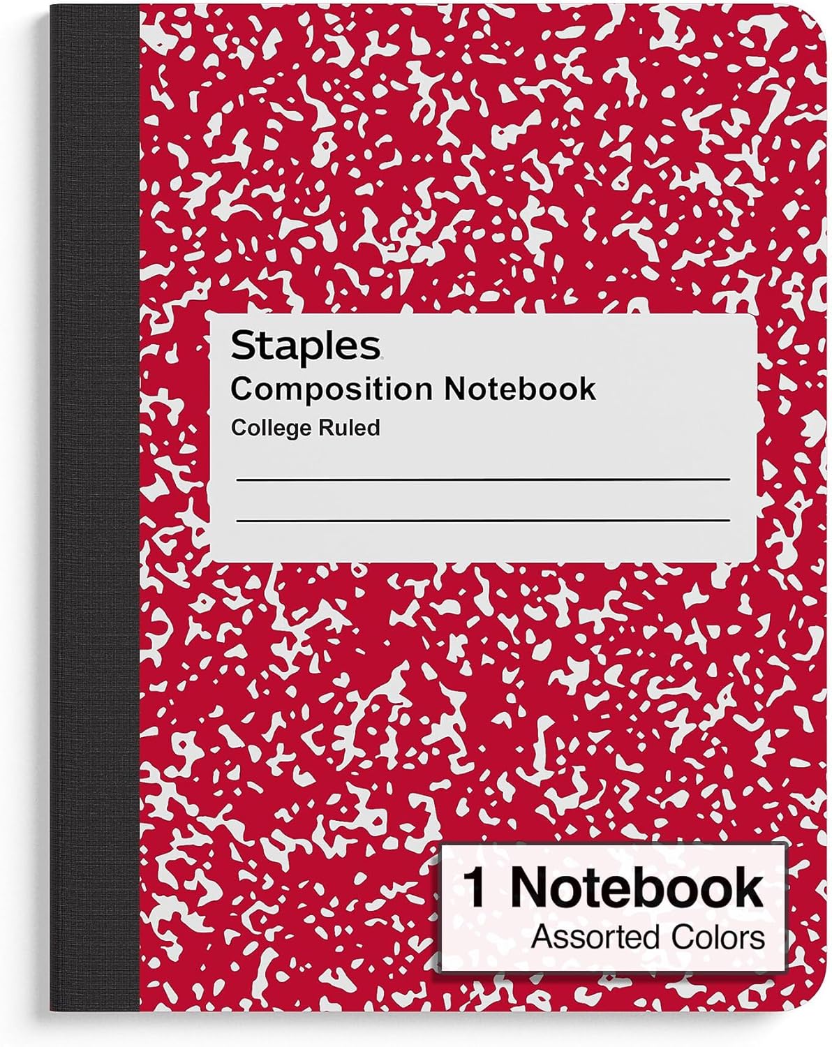 STAPLES Composition Notebook, 9.75” x 7.5”, College Ruled, 100 Sheets, Assorted Colors, 48/Carton