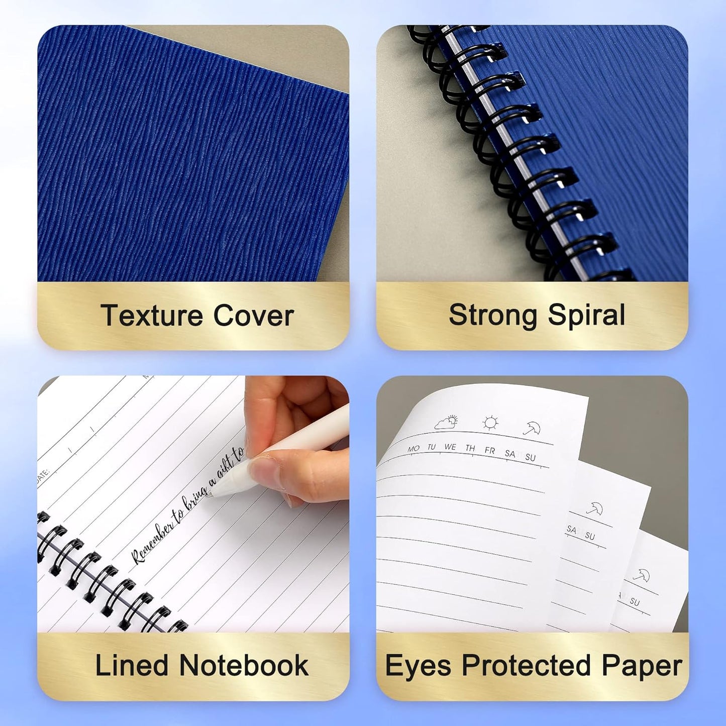 FLYING EAGLE 3 PCS Small Spiral Notebooks 4x6, A6 Cute Mini Journal Plastic Hardcover 8mm Ruled Notebook, Yellow 234 Sheets/468 Pages, 3 Pack Small Ruled Notebooks for School Work