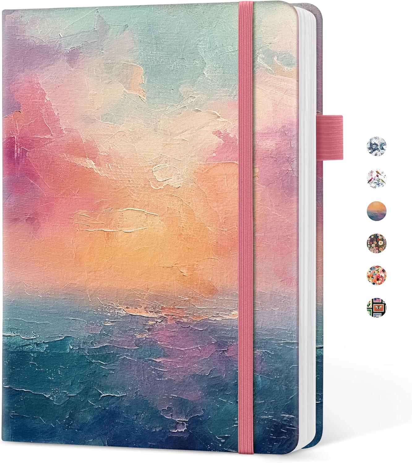 Taja Pretty Lined Journal for Women, Aesthetic Cute Hardcover Leather Journal for Writing, A5 College Ruled Notebook for Work & Note Taking, Perfect for Office School Home, 160 Pages, Meadow Flowers