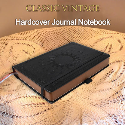 Journal Notebook for Women/Men, Daily for Classic Lined Writing,360 Pages Leather Hardcover with Vintage Sun & Moon Design, SeaGreen, A5 (14.5 x 21 cm)