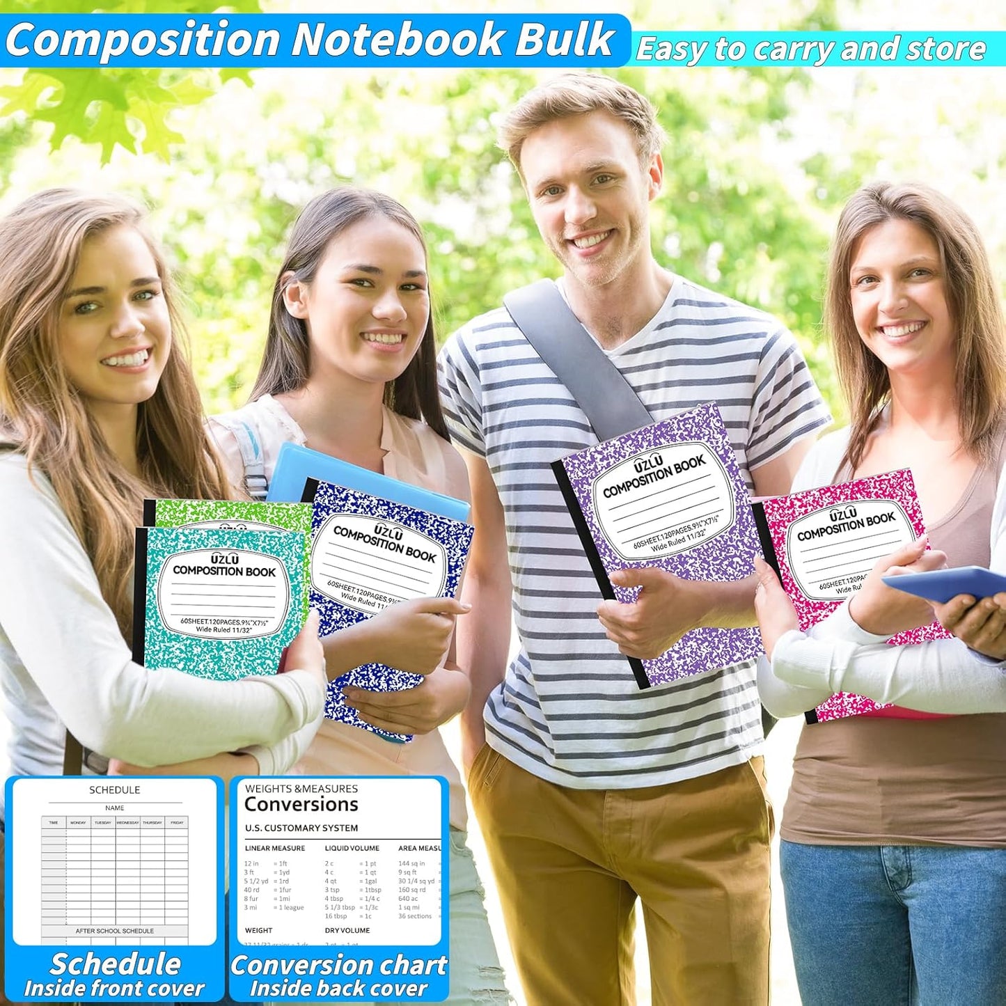 24 Pack 9.75 x 7.5 in Large Composition Notebooks Bulk 12 Color Wide Ruled Composition Books Marble Journal Notebook 60 Sheets per Book for Aldult Student College Office Back to School Supplies