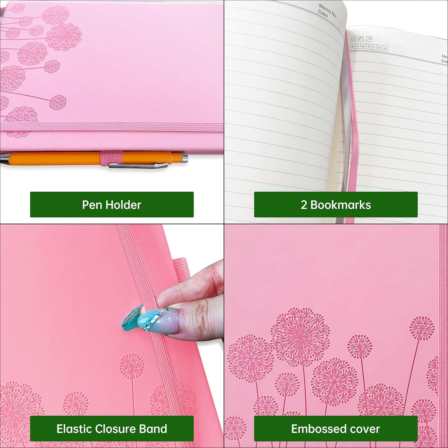 Notebook Journal for Women,A5 Hardcover Leather Journaling Notebooks for Work,200 Pages Travel Journal for Women Men with Pen Holder and Ribbon,5.78"×8.34"(Turquoise)