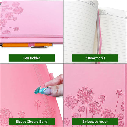 Notebook Journal for Women,A5 Hardcover Leather Journaling Notebooks for Work,200 Pages Travel Journal for Women Men with Pen Holder and Ribbon,5.78"×8.34"(Turquoise)