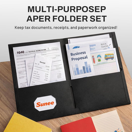 SUNEE Folders with Pockets(25 Pack, Assorted Colors), 2 Pocket Folders Fit Letter Size Paper, Paper File Folder for School Office Home Business