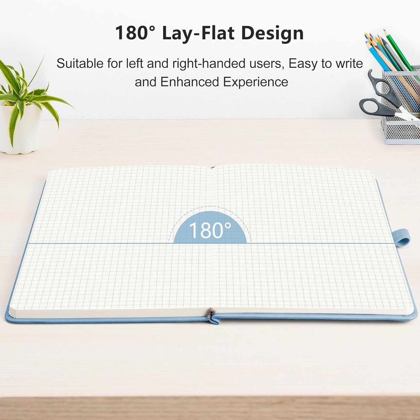RETTACY Graph Grid Paper Notebook, 192 Pages, A5 Medium Size (5.7'' x 8.3''), 5 Squares per Inch, Leather Hardcover, 100 GSM Thick Paper, for School, Students, Math, Engineering (Brown)
