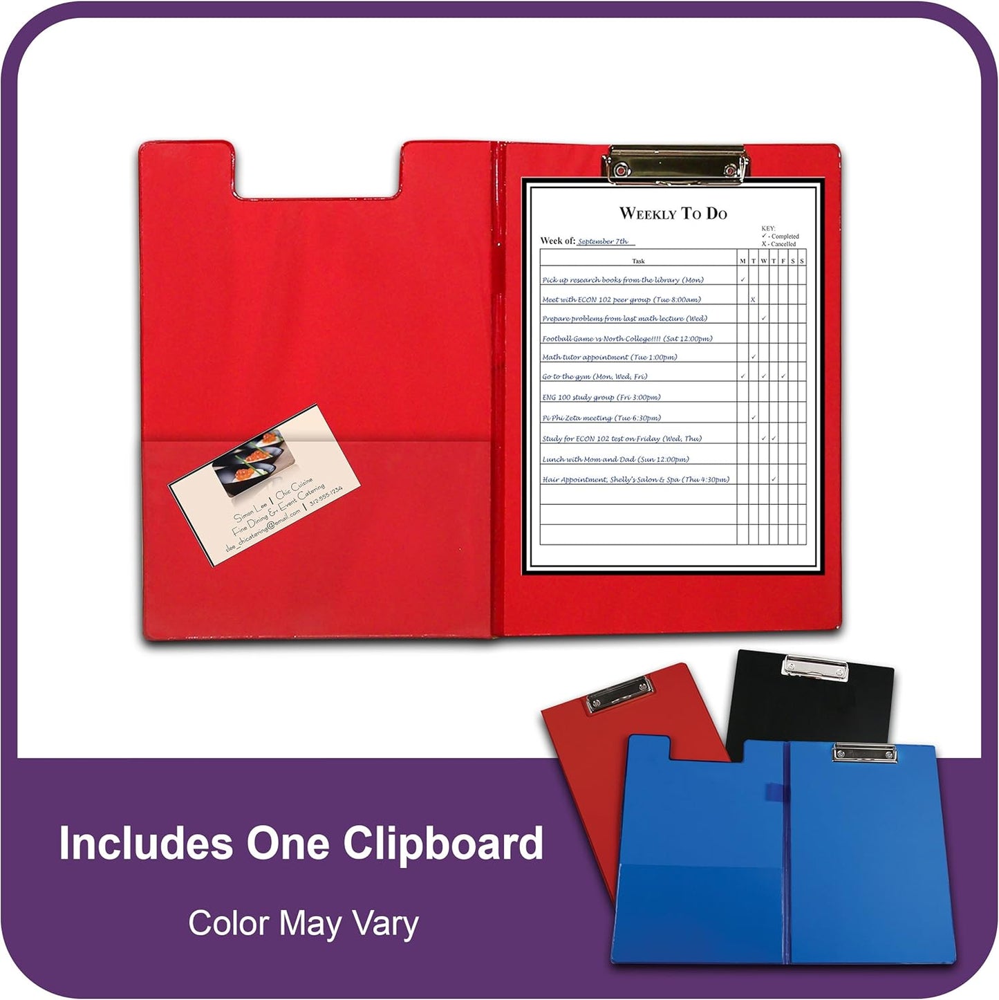 C-Line Clipboard Folder, Letter Size, Holds up to 75 Sheets, 1 Clipboard, Color May Vary (30600)