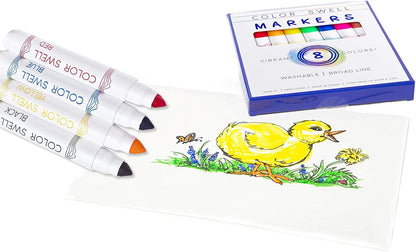 Color Swell 8-Pack Broad Line Markers – Washable, Non-Toxic, Ideal for Kids, Students, Adults, and Classroom Activities
