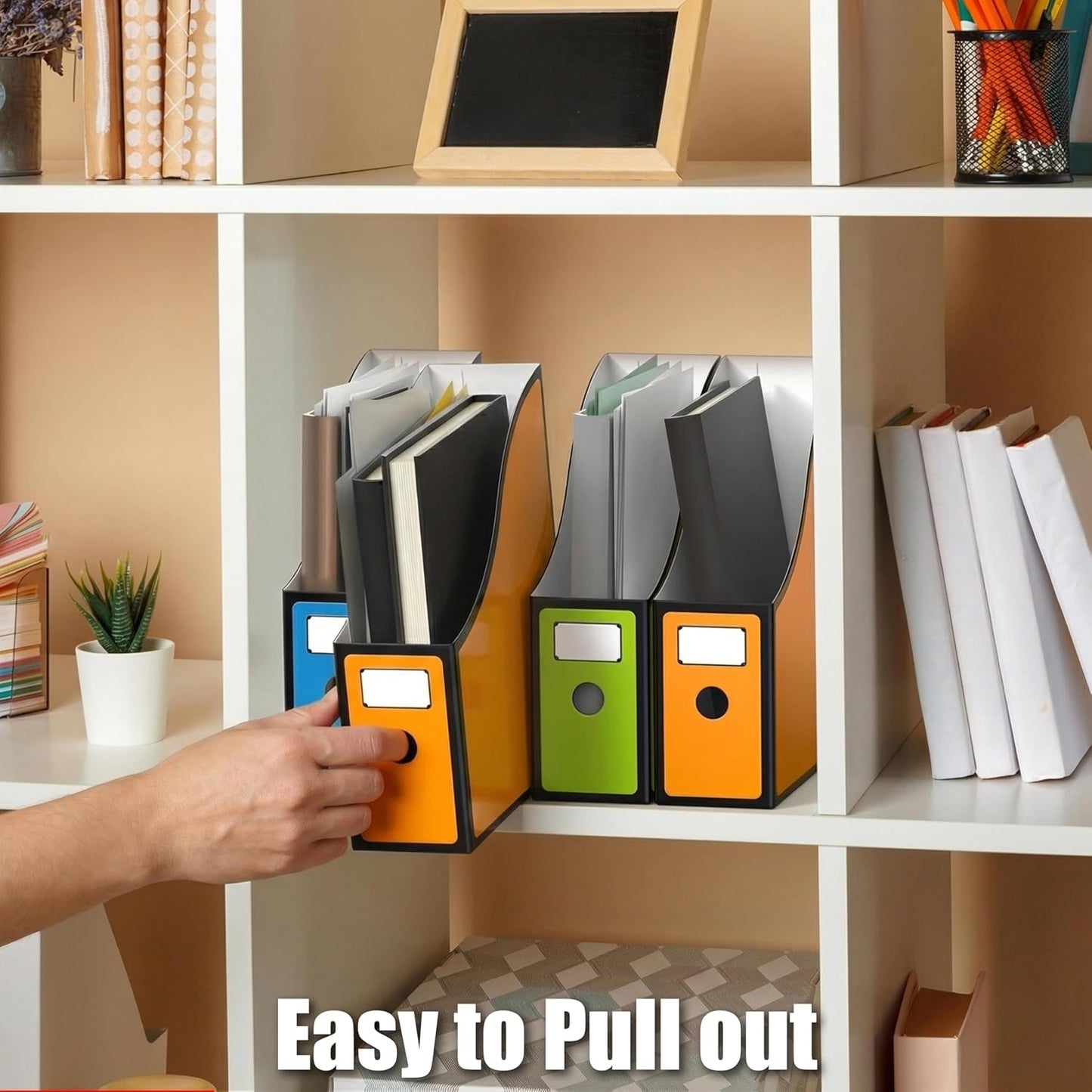 Simple Houseware 6-Pack Magazine File Holder Box, Foldable Cardboard Organizer, White