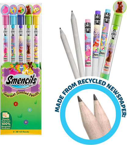 Spring Smencils - HB #2 Scented Pencils, 5 Count, Gifts for Kids, School Supplies, Classroom Rewards, Easter basket stuffers