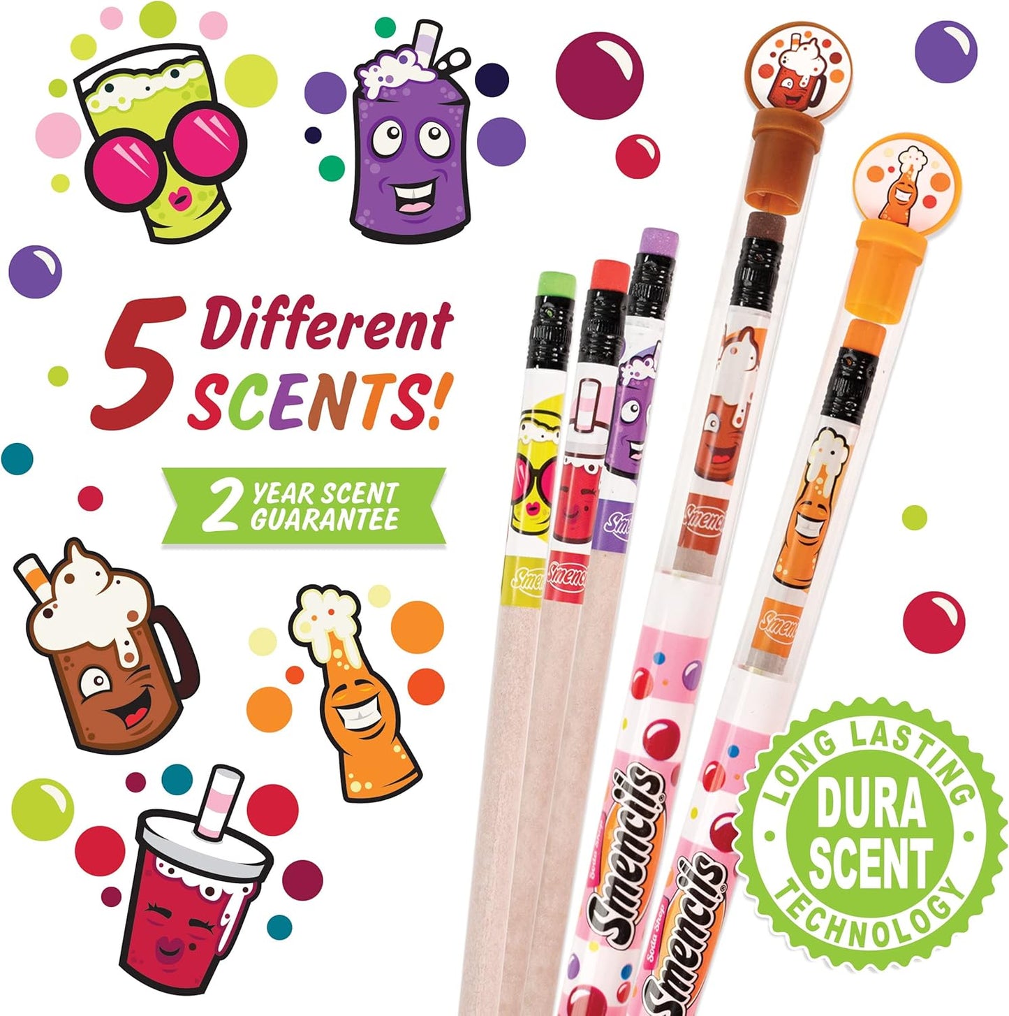 Spring Smencils - HB #2 Scented Pencils, 5 Count, Gifts for Kids, School Supplies, Classroom Rewards, Easter basket stuffers