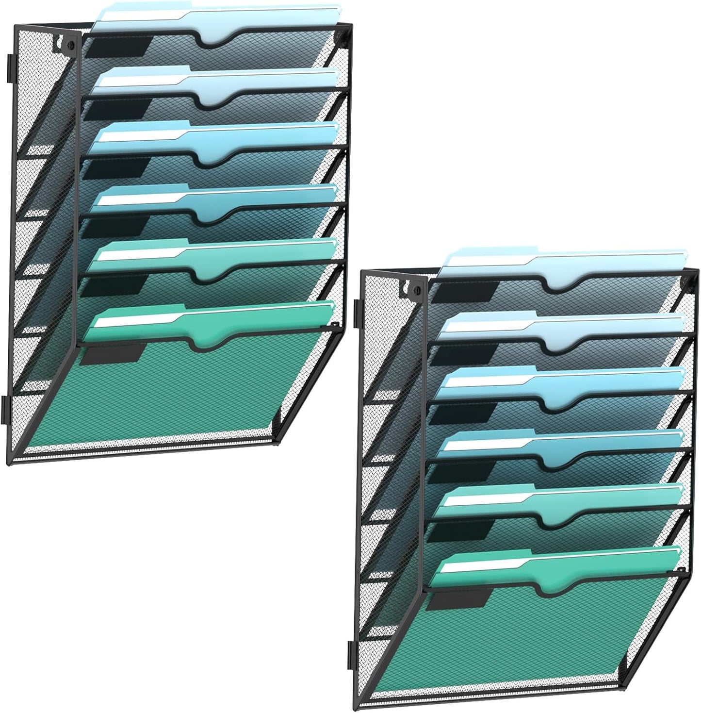 SUPEASY 10-Tier Wall File Organizer, Hanging Wall Files for Papers, Folders, Magazines, Clipboard, Wall Organizer for Office Home School Classroom, Black