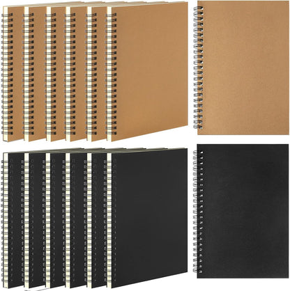 Leelosp 12 Pack Small Spiral Notebook Lined Spiral Journal College Ruled Notebook Wire Bound Kraft Cover, 120 Pages for Work (Multicolor,5.5 x 8.3 Inch)