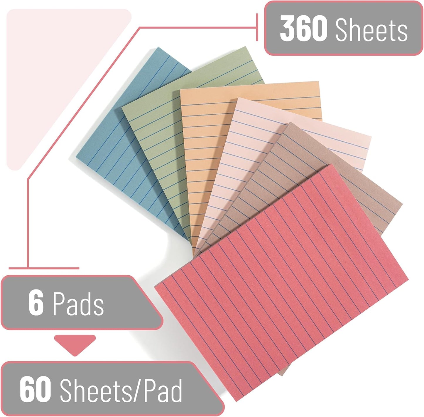 Mr. Pen- Lined Sticky Notes, 3" x 3", 12 Pads, 60 Sheets/Pad, Morandi Color, Bulk Sticky Notes with Lines, Ruled Post Stickies, Memo Pads, Self-Stick Note Pad for Office, School, Home, Study