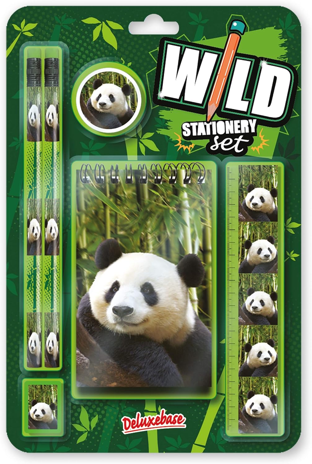Deluxebase Wild Stationery Set - Dolphin from Animal Stationery Sets with 2 Pencils, Eraser, Pencil Sharpener, Ruler & Cute Notebook. Ideal Office Supplies, Desk Accessories & College Essentials.
