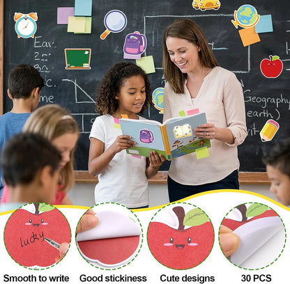 FOIMAS 30pack Back to School Sticky Notes 600 Sheets Apple Pencil Notepads Self-Adhesive Memo Pads for Teacher Students School Classroom Office Reminder Supply