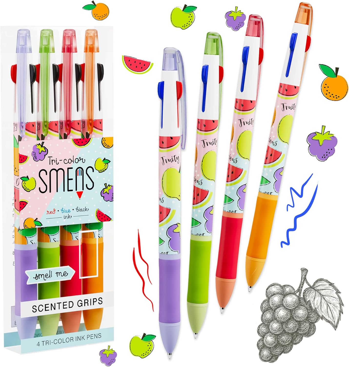 Glitter Gel Smens - Patented Gourmet Scented Colored Glitter Gel Ink Pens, Medium Point, 8 Count - Fun, Cute, Cool, Smelly Pens for Kids