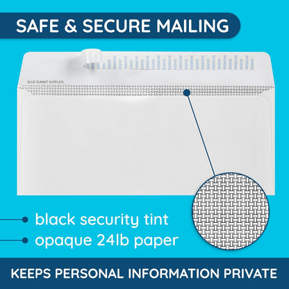 500#10 Windowless Security Envelopes Self Seal, Peel and Seal, Security Tinted, Printer Friendly Design for Business, Dimensions - 4-1/8 Inch x 9 ½ Inch - Envelopes Letter Size for Mailing