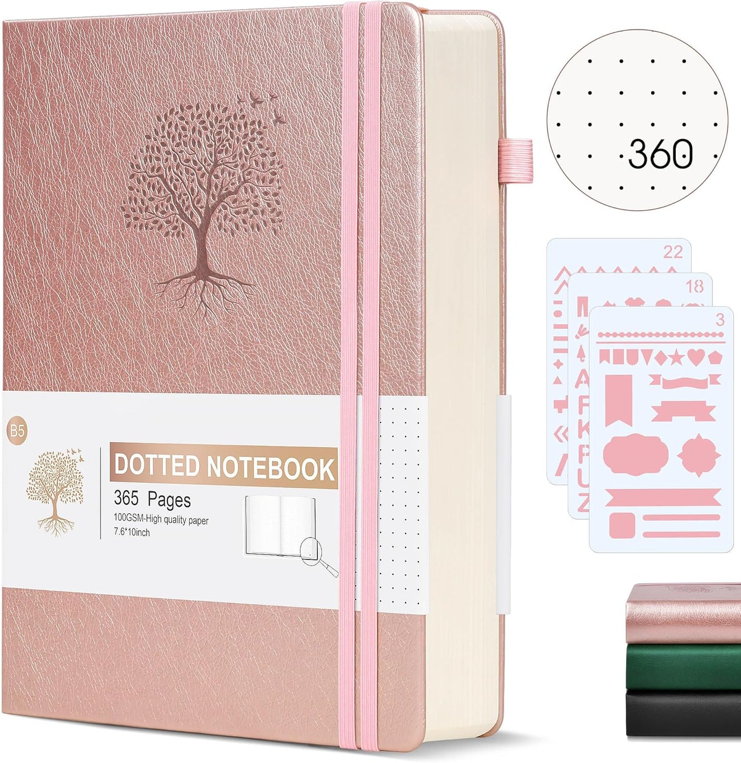 Lined Journal Notebook -365 Pages A5 Thick Journals for Writing Ruled Notebook, Hardcover Leather Journal for Women Men Daily Journal Notebook for Work, Note Taking, 100Gsm Lined Paper( 5.75'' X 8.38'' Green)