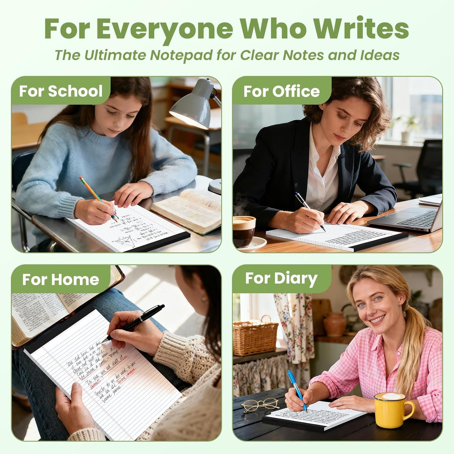 24 Pack Legal Pads 8.5" x 11", Wide Ruled Writing Notepads, 50 Sheets/Pad, Perforated Pages, 1200 Sheets Lined Paper for School Office Supplies