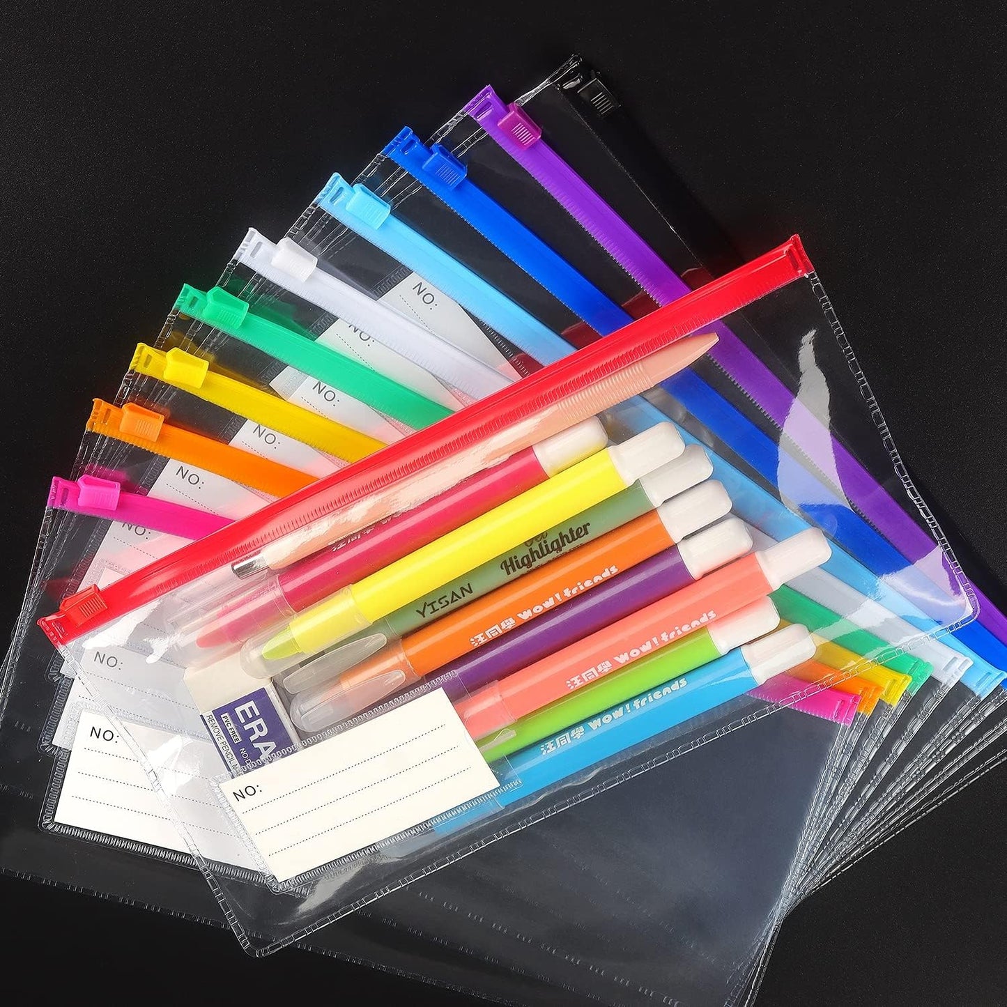 Tamaki 10 Pack Plastic Envelope Poly Zip Envelop Plastic Envelopes Files Zipper Folders, A4 Size, Letter Size, for School Office Supplies, 10 Color (13x9.25)