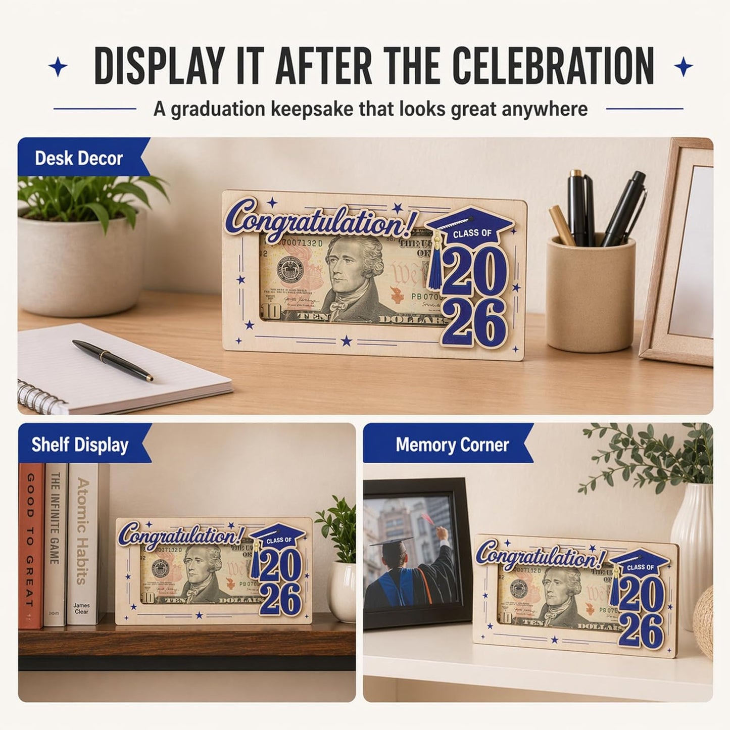 Wooden Cute Pencil Gift Card Holder 3.36x6 inches, Graduation Cash Holder for Class of 2026, Teacher Appreciation Gifts, Creative Money Gift Idea for Students, Teacher Gift, Teacher Appreciation Gifts