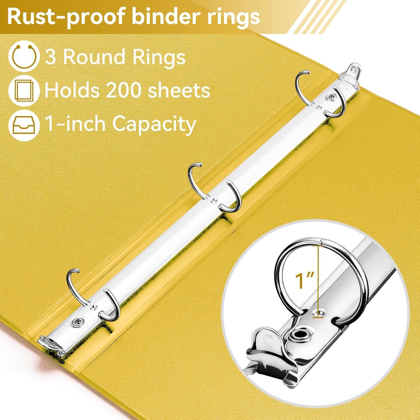 SUIN 1 Inch 3 Ring Binder, Clear 1'' View Presentation Binders with 2 Pockets, Fits 8.5 x 11 Letter Size, Durable Polypropylene, Non-Stick & PVC-Free for School, Office & Home (Orange)
