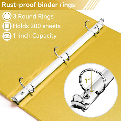 SUIN 1 Inch 3 Ring Binder, Clear 1'' View Presentation Binders with 2 Pockets, Fits 8.5 x 11 Letter Size, Durable Polypropylene, Non-Stick & PVC-Free for School, Office & Home (Orange)