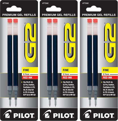 Pilot, G2 Gel Ink Refills, Fine Point 0.7 mm, Black, Pack of 6