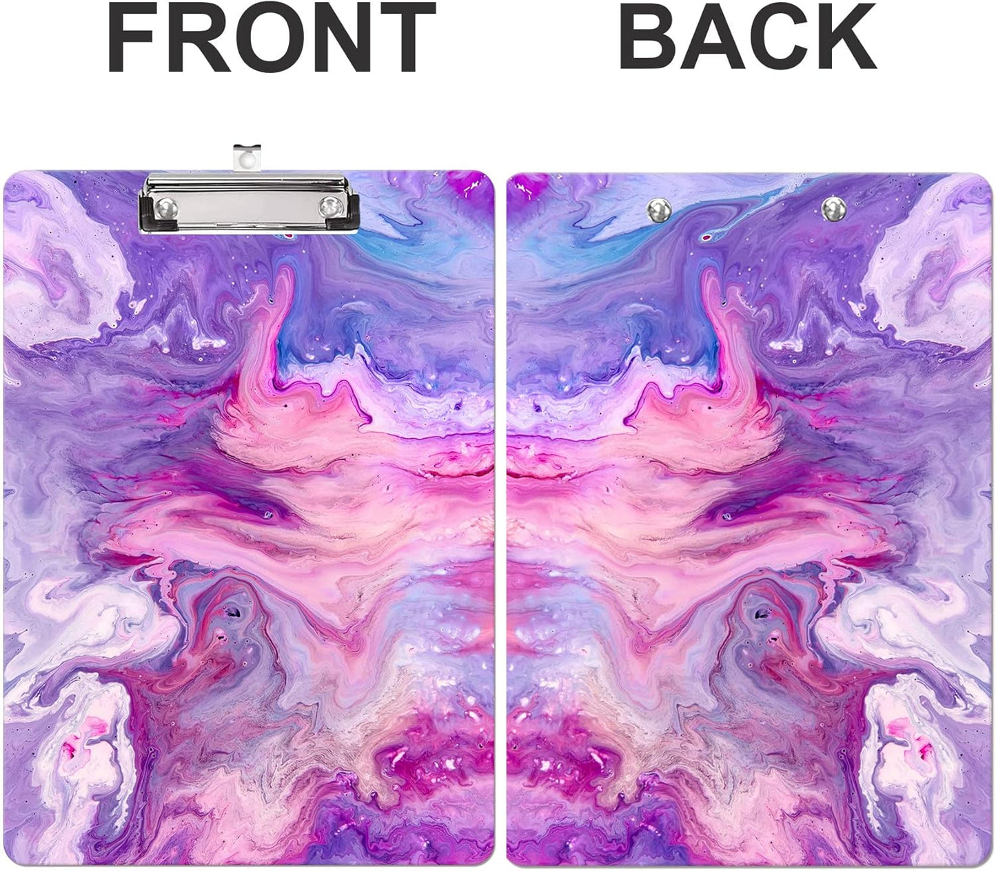 Fashion Clipboard, A4 Letter Size Wooden Decorative Clipboards for Teacher, Nurse, Doctor,Student and Kids, Cute Design for Standard Size 12.2" x 8.9" (C-Pink Purple Marble)