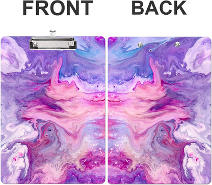 Fashion Clipboard, A4 Letter Size Wooden Decorative Clipboards for Teacher, Nurse, Doctor,Student and Kids, Cute Design for Standard Size 12.2" x 8.9" (C-Pink Purple Marble)